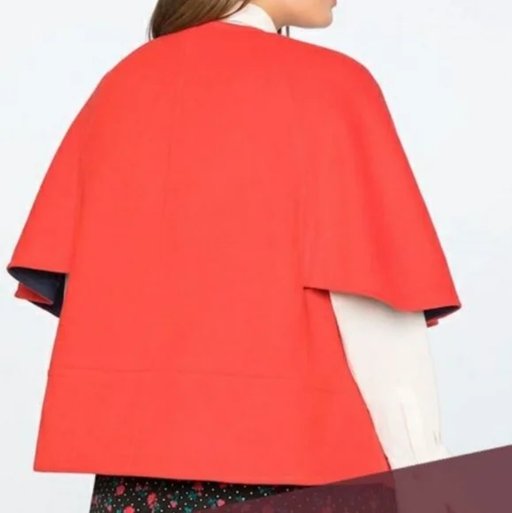 New Draper James X Eloquii Plus Size Red Cape Coat Size 18/20